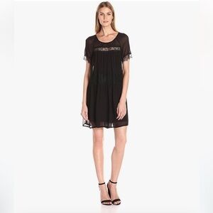 French Connection Women's Rosie Drape Dress | Black Lace Dainty Coquette Small 4